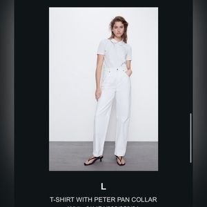Zara Peter pan collar white T-shirt